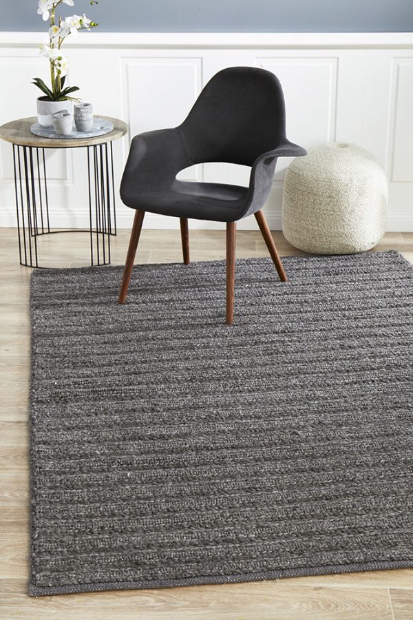 Harvest Charcoal Braided Wool-Viscose Blend Rug | Rug Culture